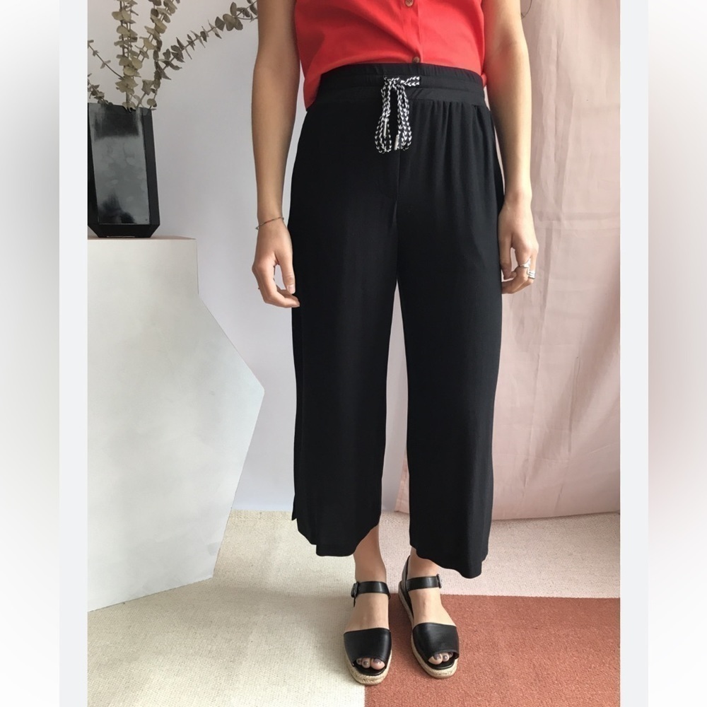 Melissa Nepton Irys Wide Leg Crop Pant in Black